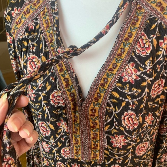 Knox Rose Plus Size XXL Maxi Tiered Dress Floral Tie Boho Cottagecore Prairie - Picture 8 of 11